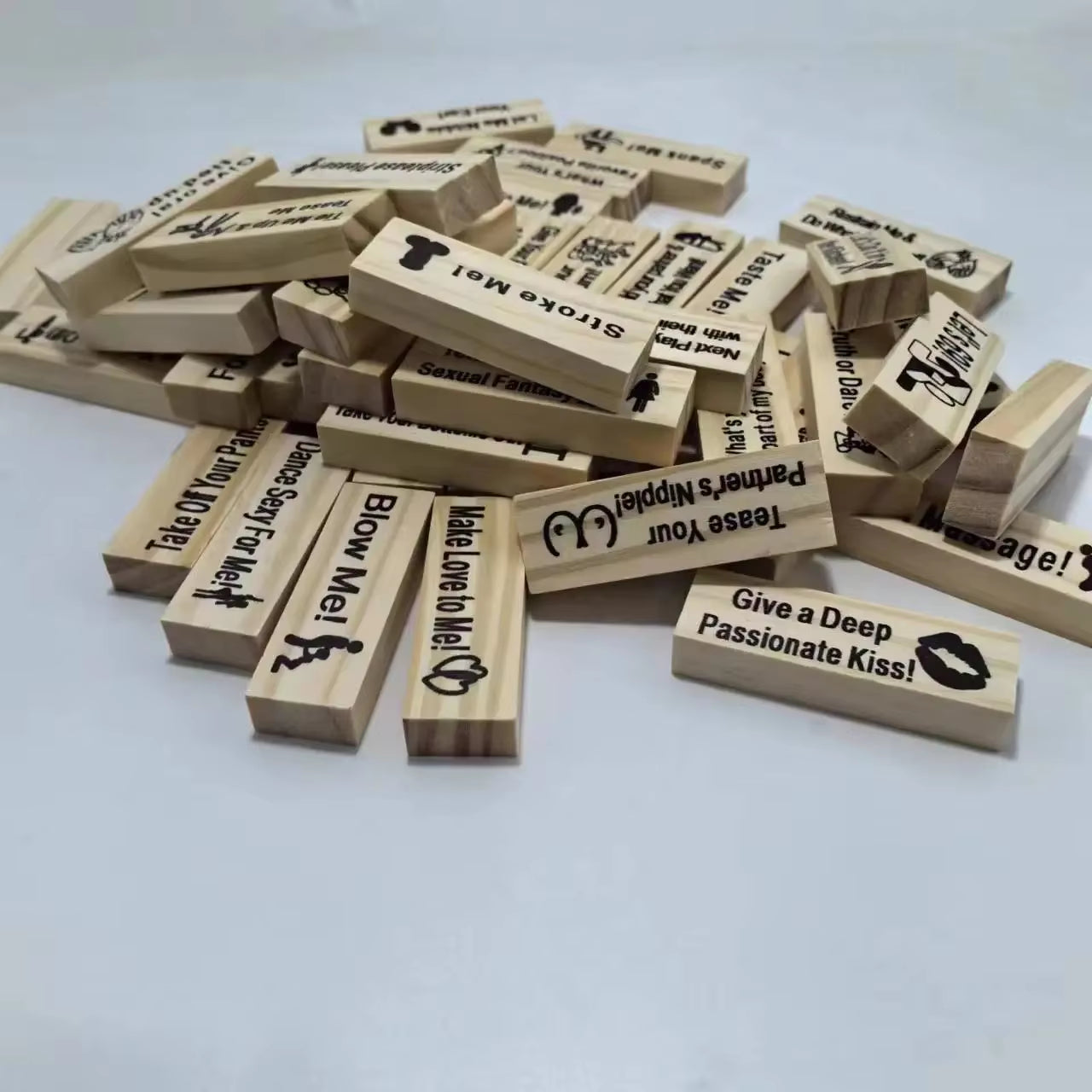 48Pcs Sex Block Tumbling Tower Stacking Gamesgame for Adults Sex Toys Valentine Wooden Block for Couples Erotica Party SM Block