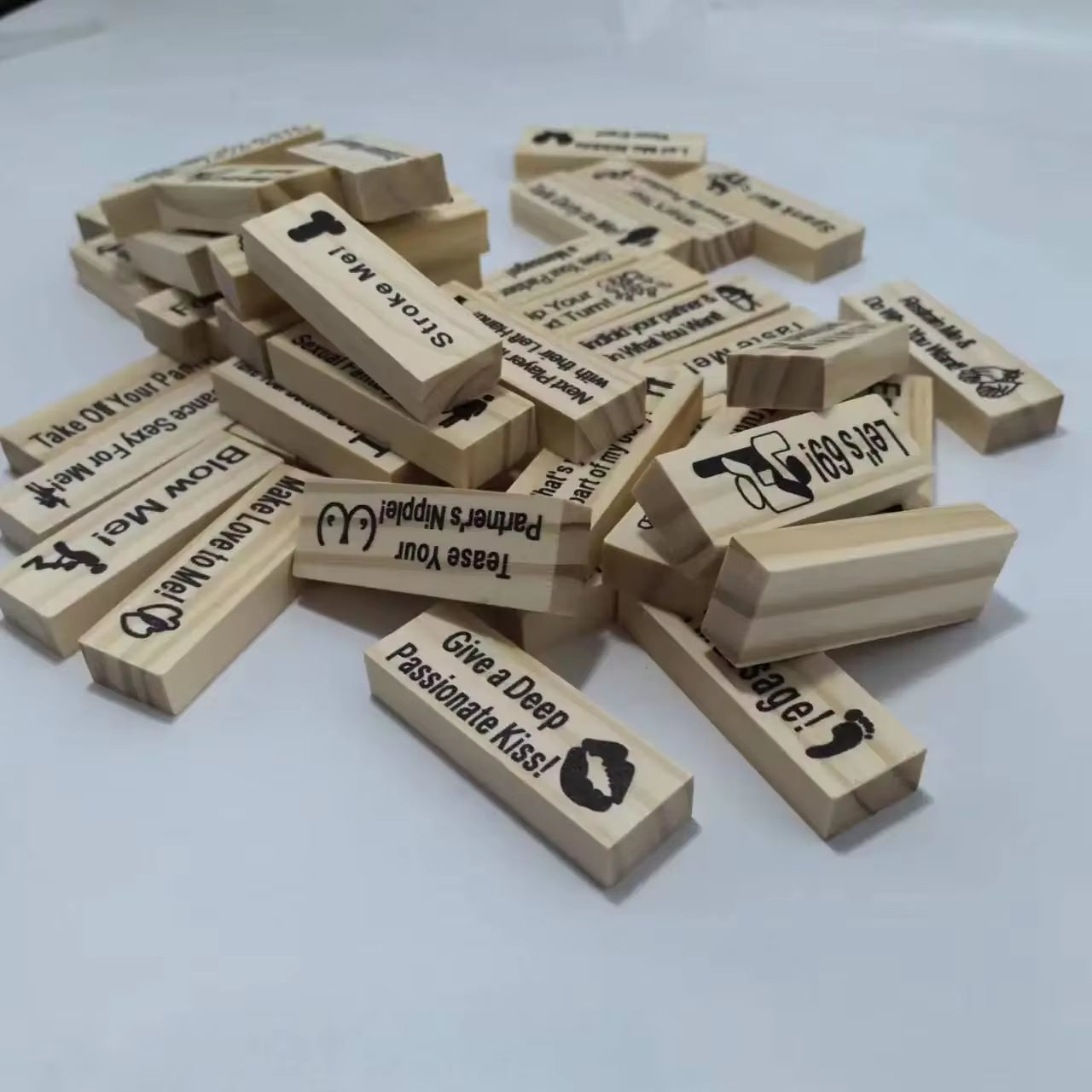 48Pcs Sex Block Tumbling Tower Stacking Gamesgame for Adults Sex Toys Valentine Wooden Block for Couples Erotica Party SM Block