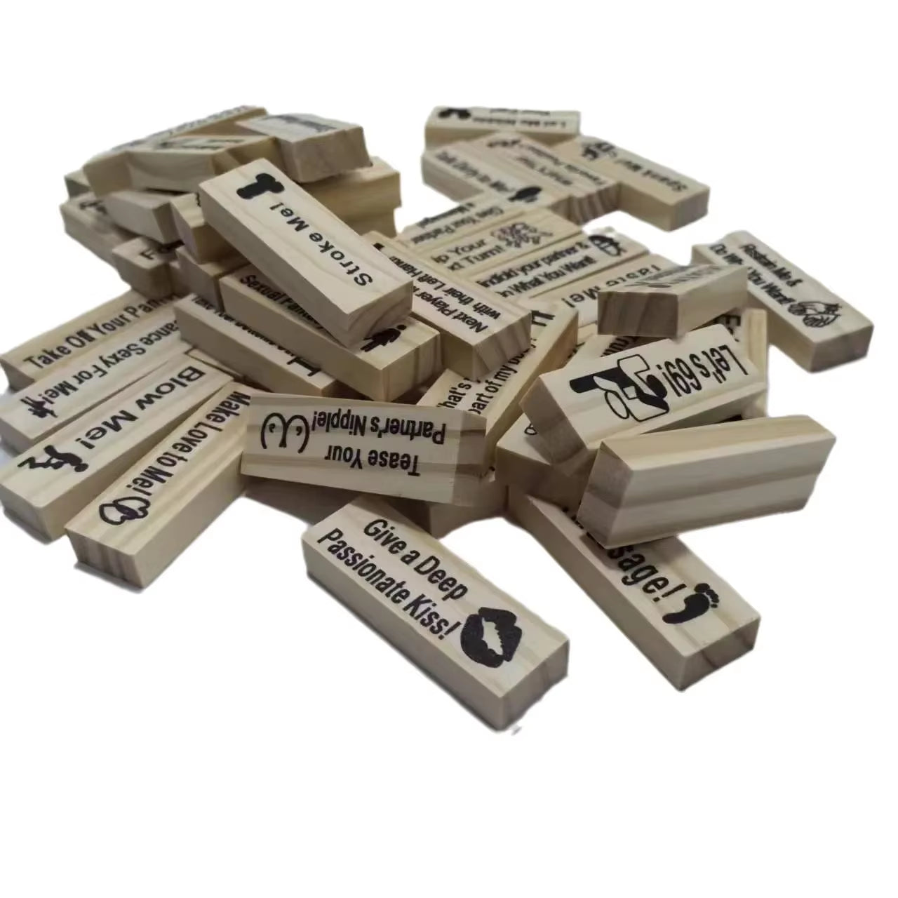 48Pcs Sex Block Tumbling Tower Stacking Gamesgame for Adults Sex Toys Valentine Wooden Block for Couples Erotica Party SM Block
